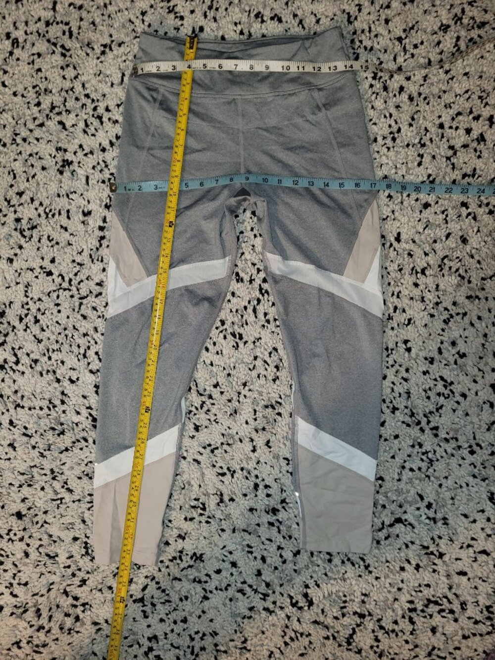 Calvin Klein Performance Moisture-Wicking Colorblock Leggings - Grey/Tan/White - Picture 5 of 14